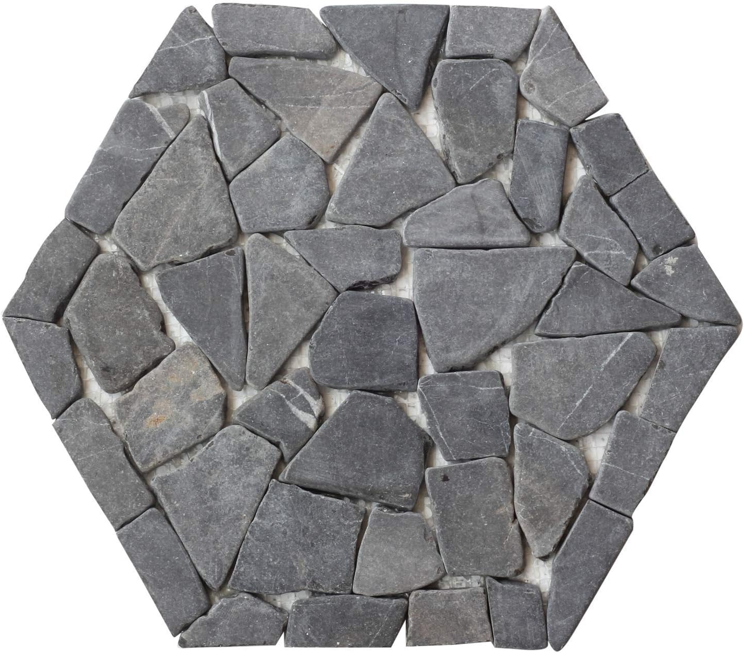 Decorative Tiles Interlocking Hexagon Natural Pebble Stone Tiles (12-Sheets) Kitchen Bathroom Patio Flooring Home Garden Use Sunny Pebble Stones HONEY-B4-12