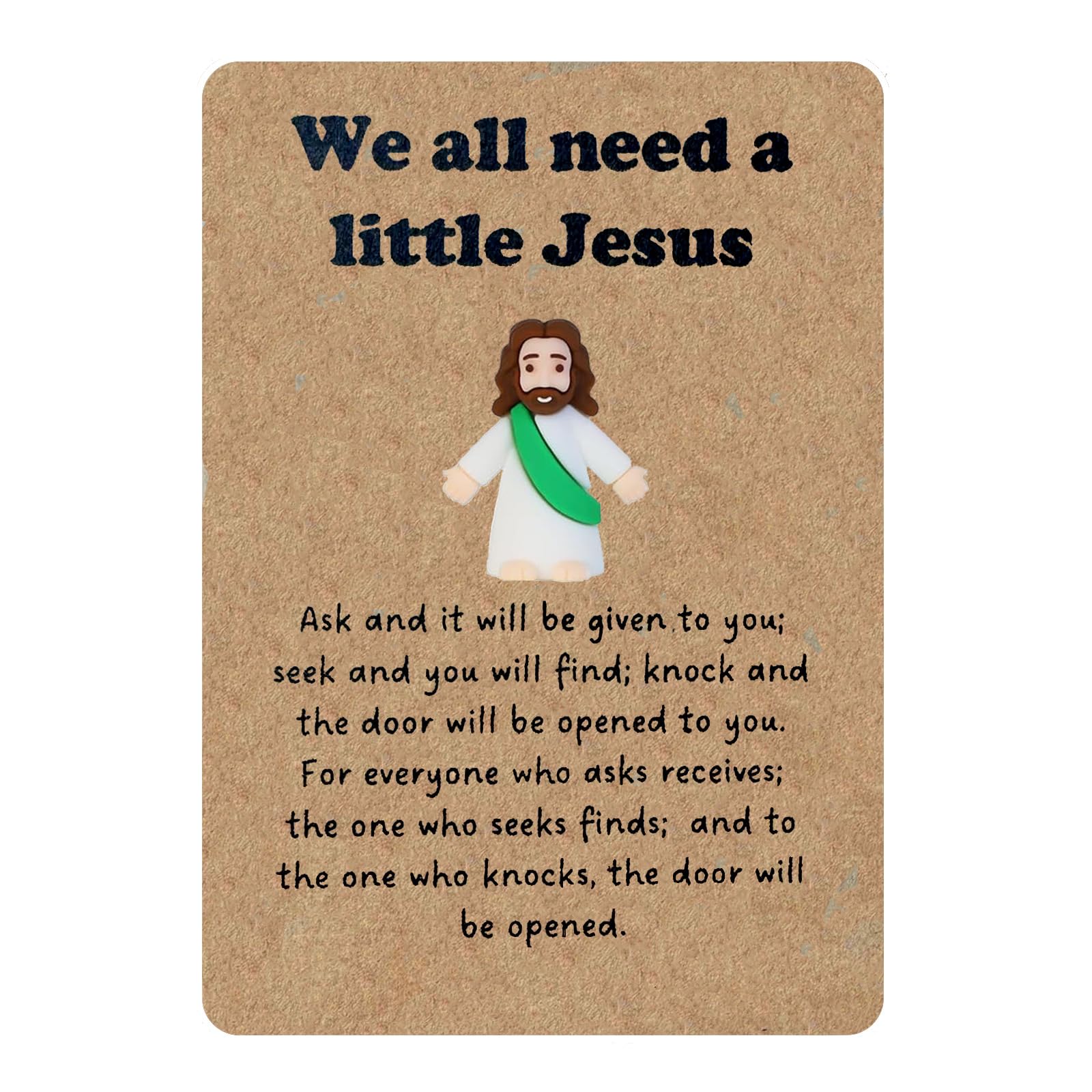 Plorede 1Pcs(Green) Mini Jesus Figure - Little Jesus Pocket Hug Token With Inspirational Matthew Prayer Card - Religious Gift For Baptism, Confirmation, Communion, Easter