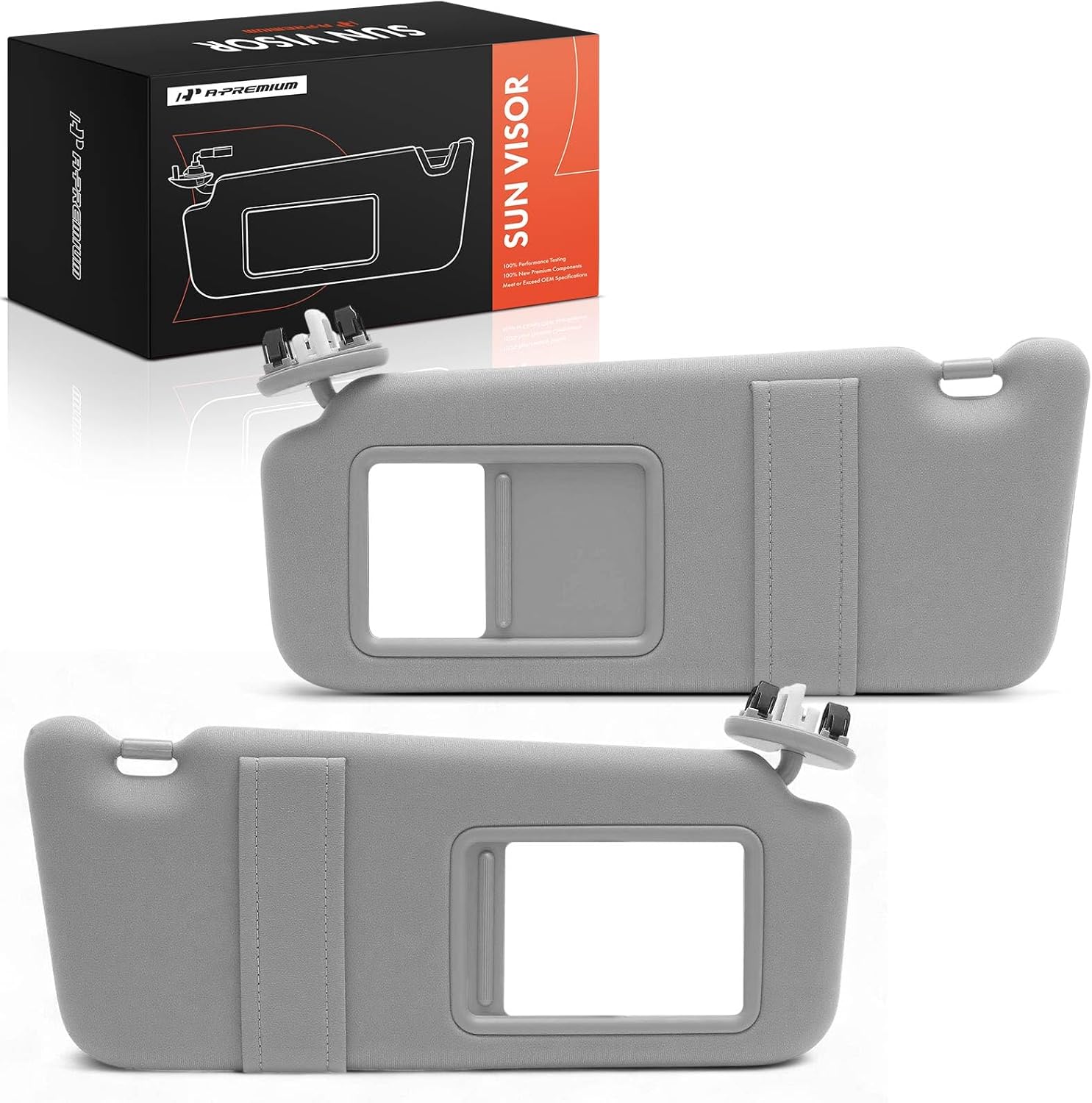 A-Premium Driver & Passenger Sun Visor Compatible with Toyota Camry 2007 2008 2009 2010 2011 - with Vanity Mirror, Without Vanity Light, Gray Color - Replaces 74320-06800-B0, 7432006800B0