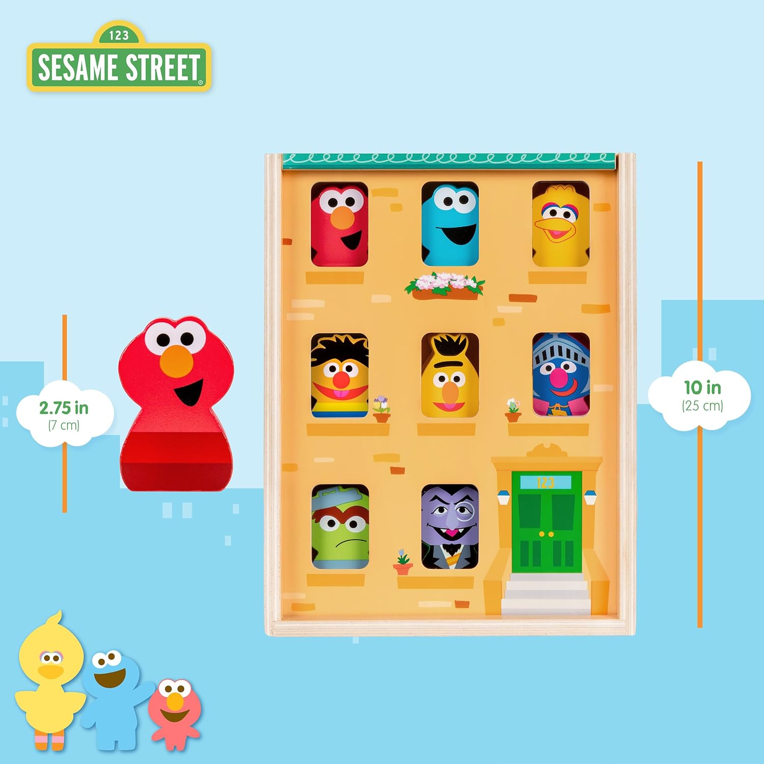 Kids Preferred Sesame Street Wooden Neighborhood Block Set with Storage Case, Toddler Sorting and Matching Blocks