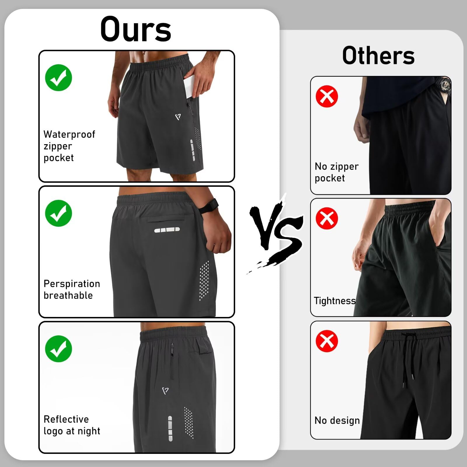 Paquete de 2 pantalones cortos deportivos para hombre, secado rápido, pantalones cortos de correr de 7 pulgadas, malla transpirable, pantalones cortos de entrenamiento con bolsillos con