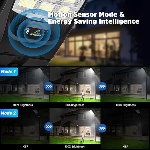 Miniatura 2 de Solar Street Lights Outdoor, 21000LM 6500K Motion Sensor Solar Lights Waterproof, Dusk to Dawn Solar-Powered Flood Lights with Remote, Commercial