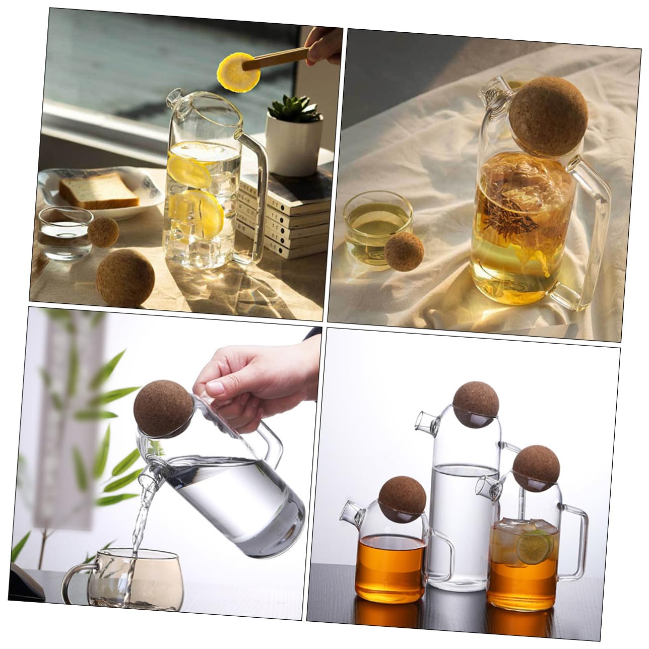 Hitzebeständige Teekanne aus Glas mit Rundem Korken und Ergonomischem Griff 1200ml für Zuhause und Restaurant Klare und Robuste Glas Teebehälter
