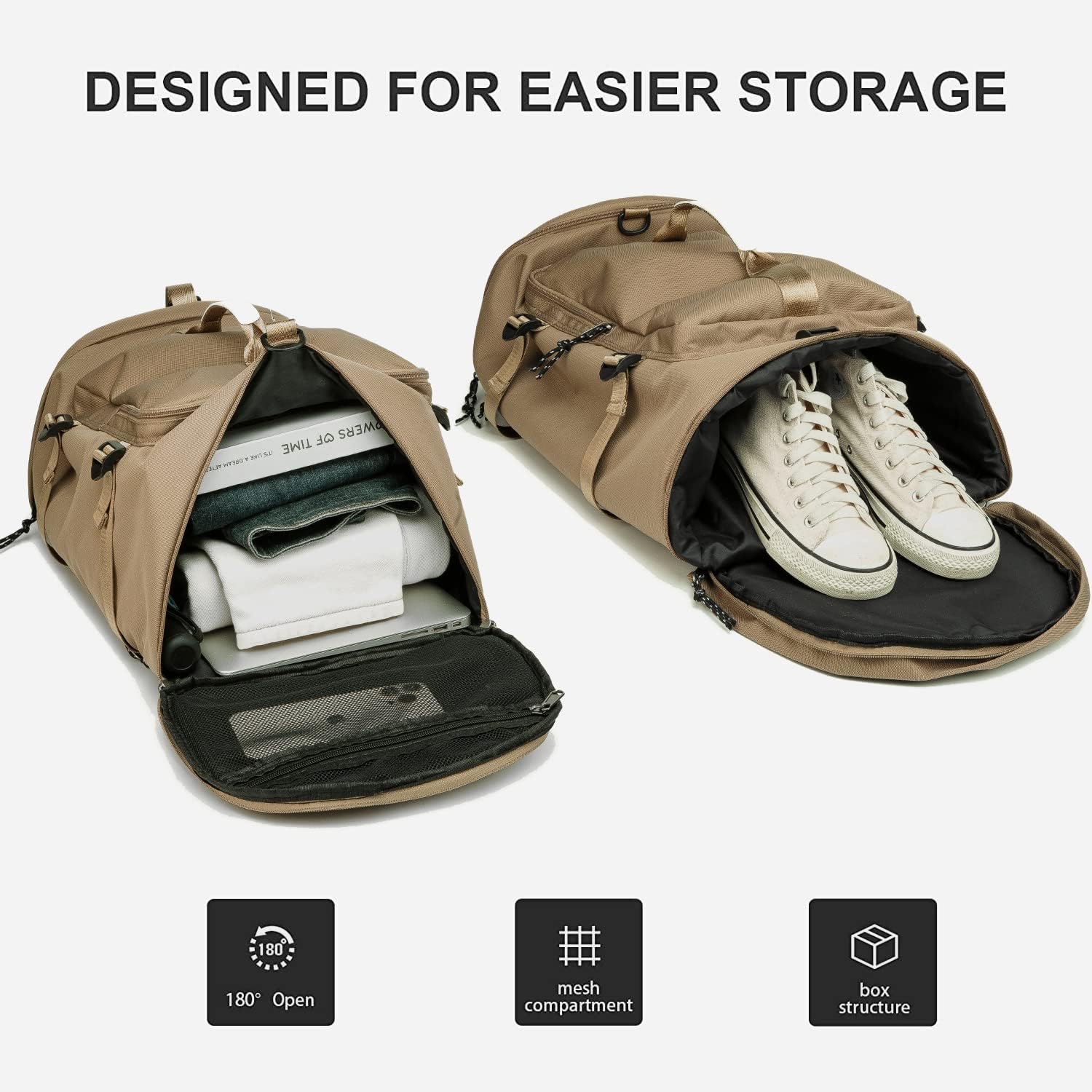 Gym Duffle Bag Waterproof black Laptop Backpack Suitable for Hiking, Fishing, Travel 40L Large Capacity Trendy Cool Lightweight Backpack for Men and Women