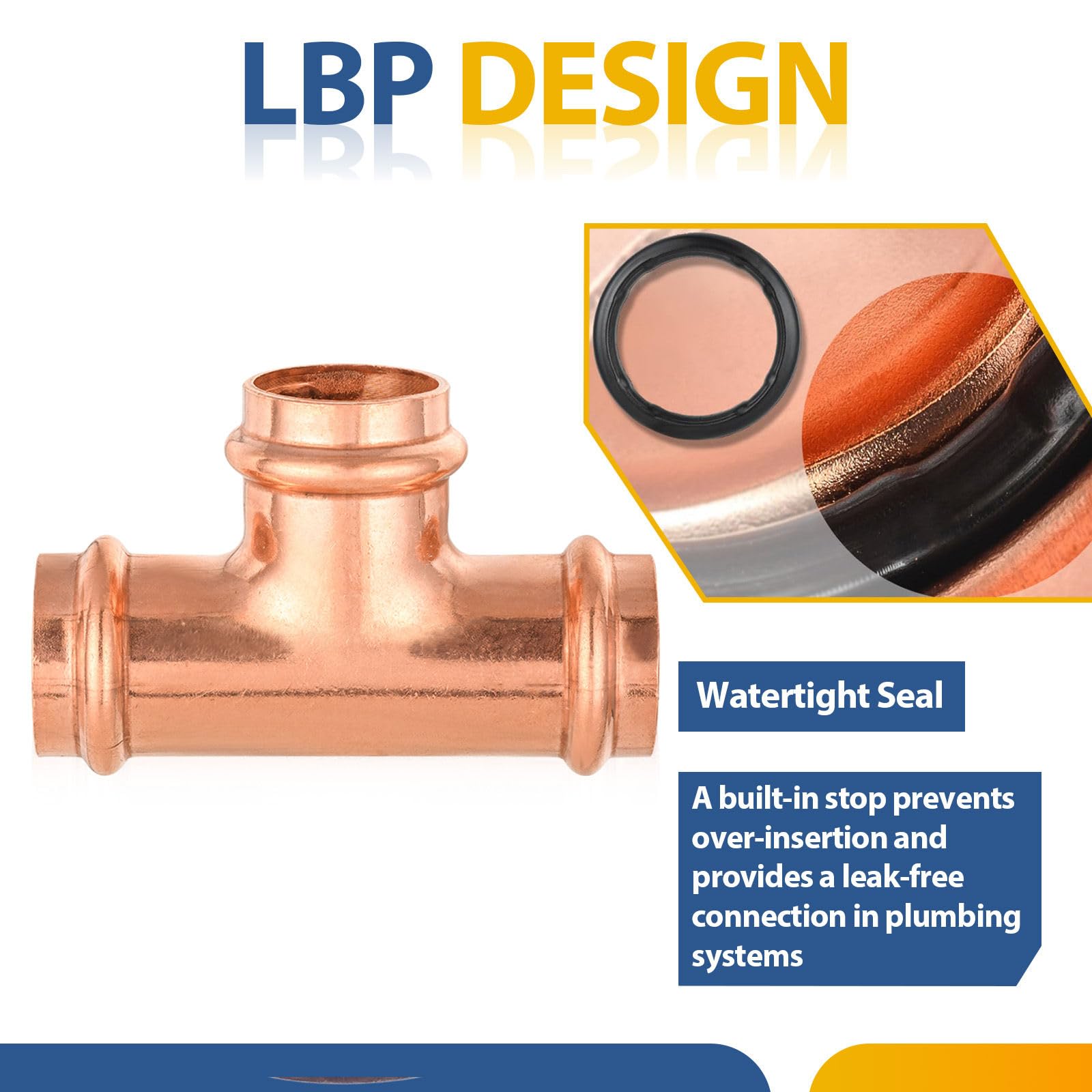 Paquete de 30 Conectores en T de Cobre, de 1-1/2 Pulgadas P x P x, Conector de derivación en T de Tres vías para líneas de distribución de Agua.
