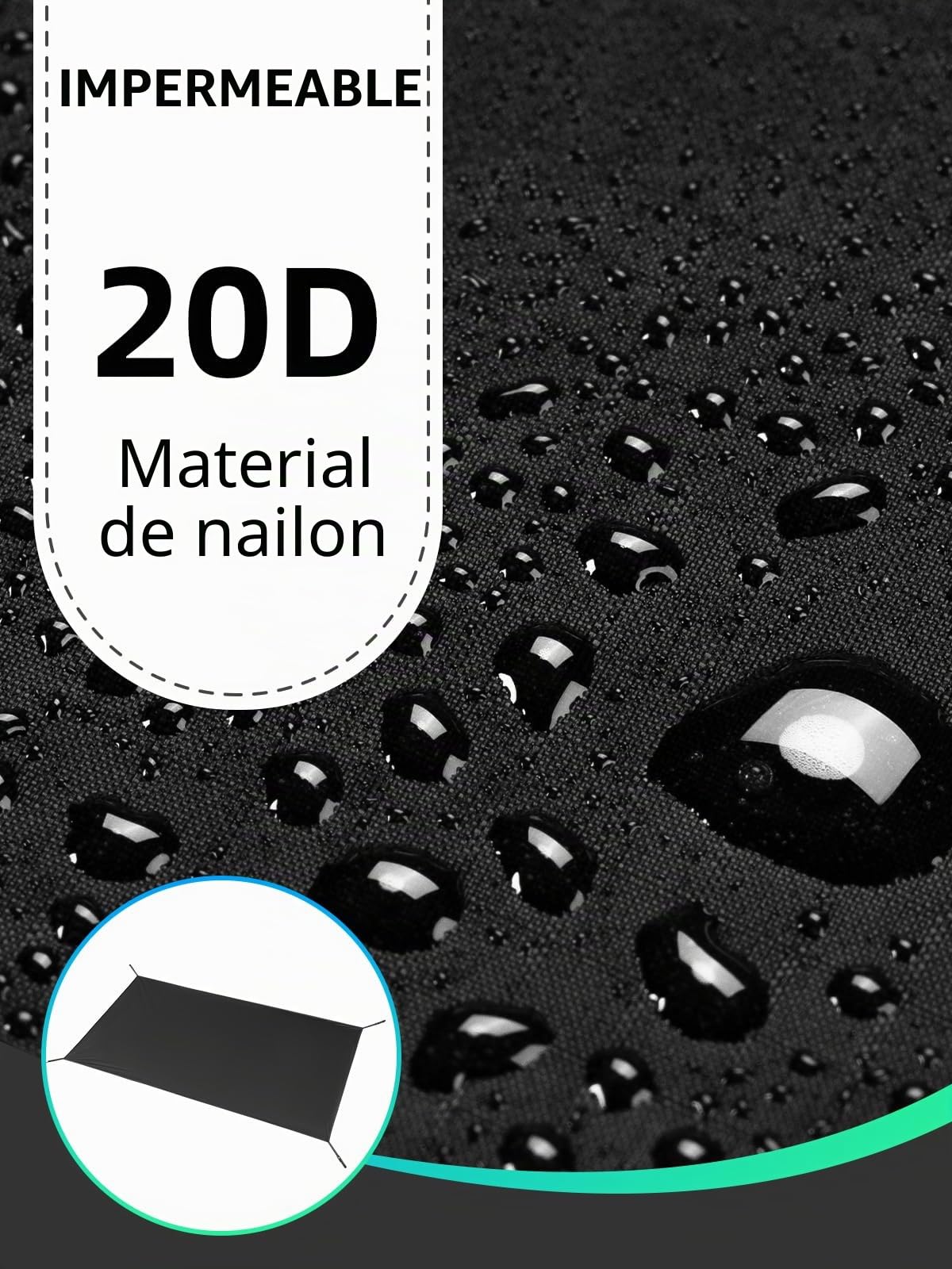 Lona Impermeable para Tienda de Campaña, Protección de Suelo Ligera con Bolsa de Almacenamiento, Ideal para Acampada, Camping y Senderismo, 200 * 110 cm, Negro