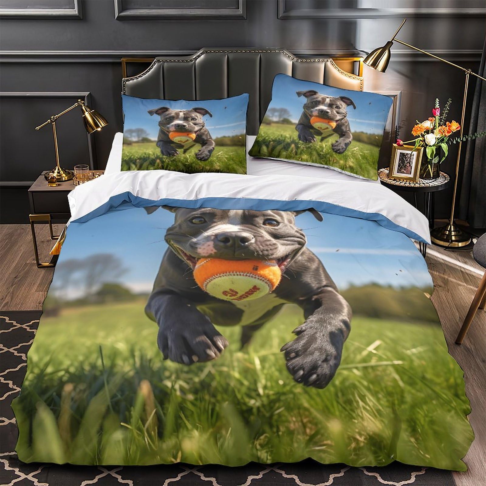 Housse de couette 3D motif chien outdoor pour chambre d'enfant et ado passionné d'animaux