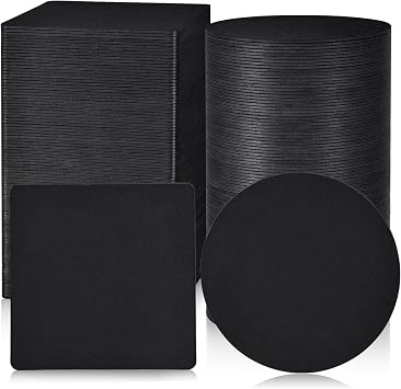 200 PCS Disposable Paper Coasters, Thickened 1.5mm 4 Inch Cardboard Blanks | Absorbent Drink Coasters Bulk for Bar, Restaurant, Catering, DIY Painting Drawing, Art Projects, Wedding, Party, Black