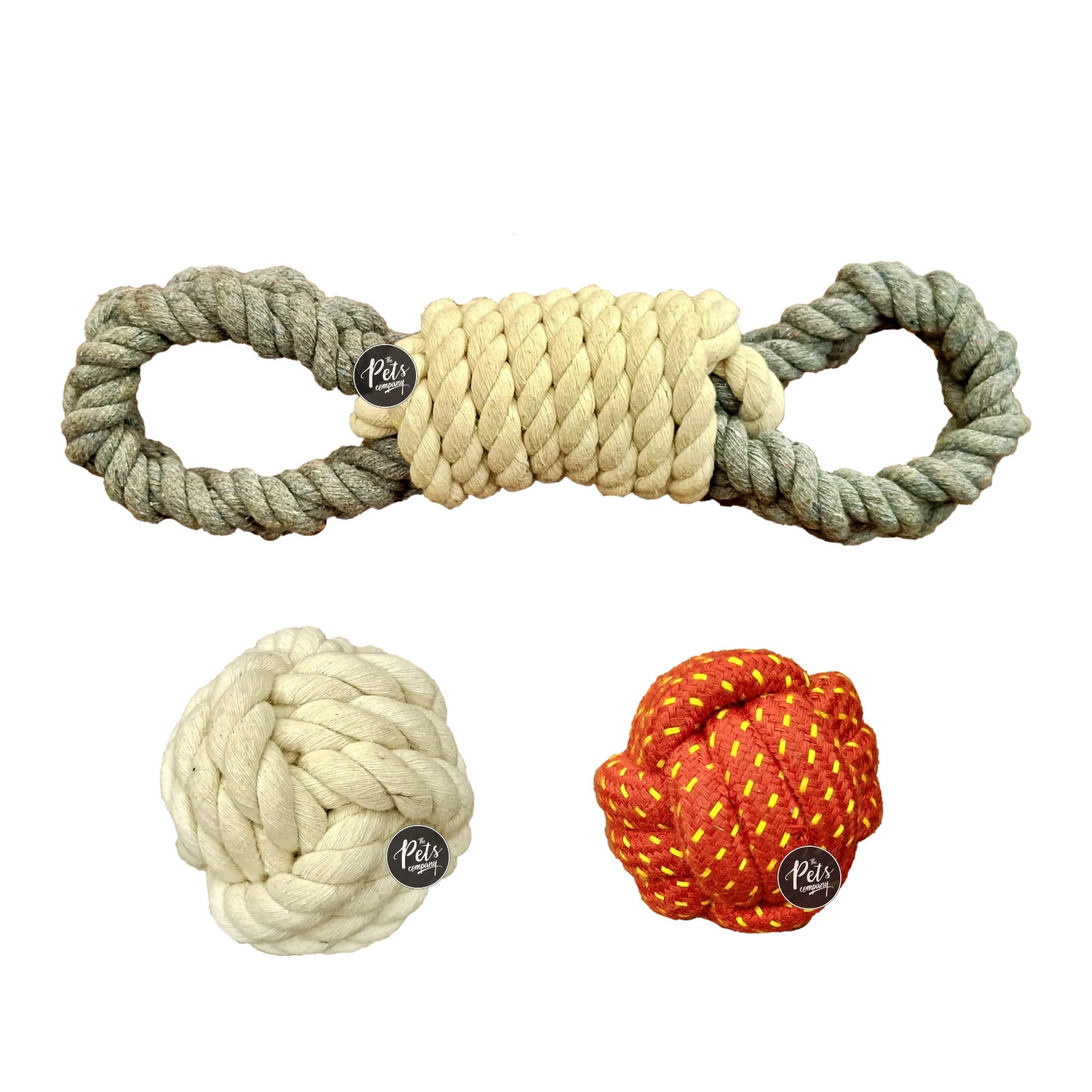 The Pets Company Dog Rope Toy for Adult Aggressive Chewers, Dental Cleaning (Thick Knot Tug + 2 Dog Balls) Dog Toy Combo of 3 for Large Dogs (B0BQGPBT98) Amazon Price History, Amazon Price Tracker