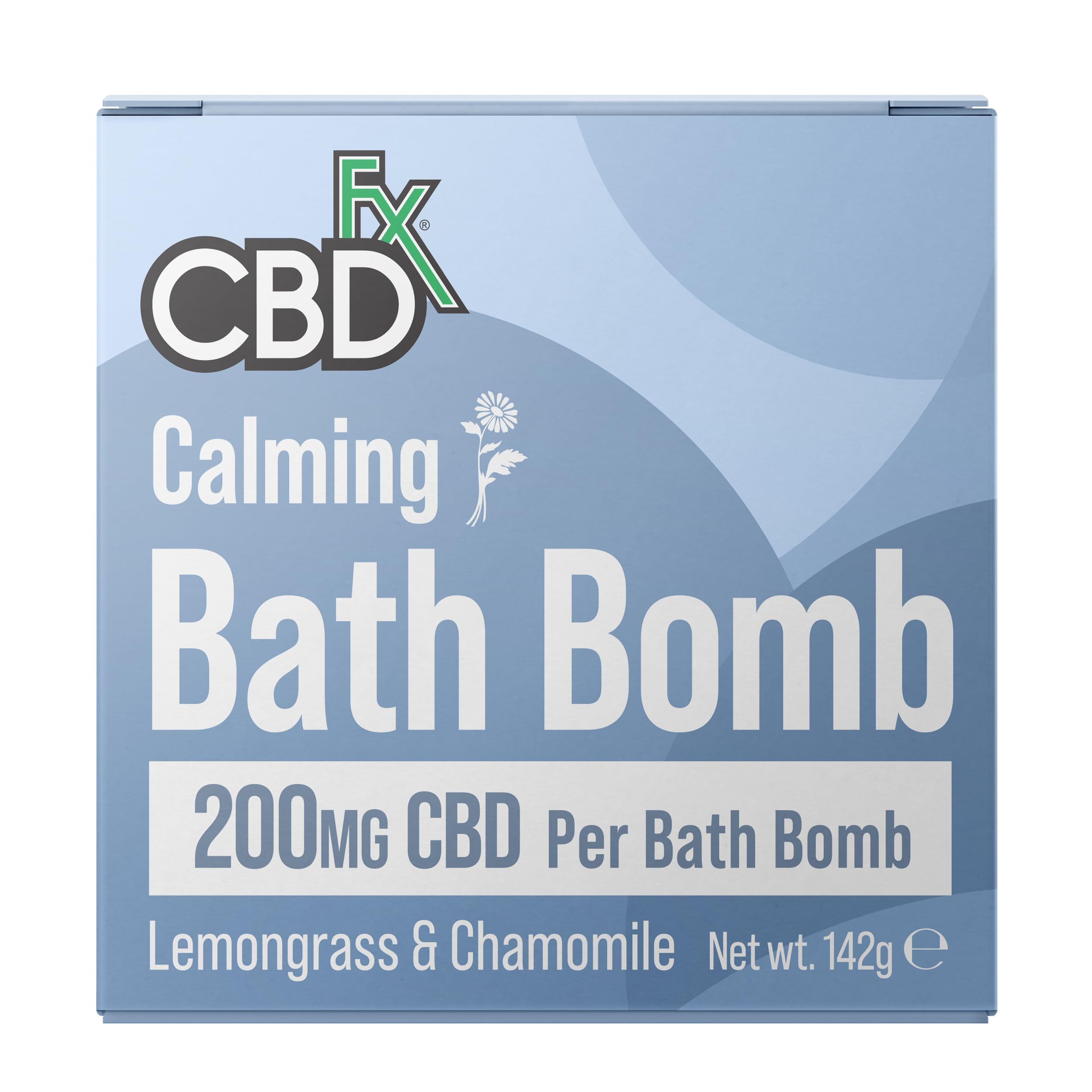 CBDfx High Strength 200mg CBD Calming Bath Bomb - Lemongrass & Chamomile Bubble Bath Bomb for Relaxation, Stress Relief & Muscle Soak, Vegan, Cruelty-Free, Single