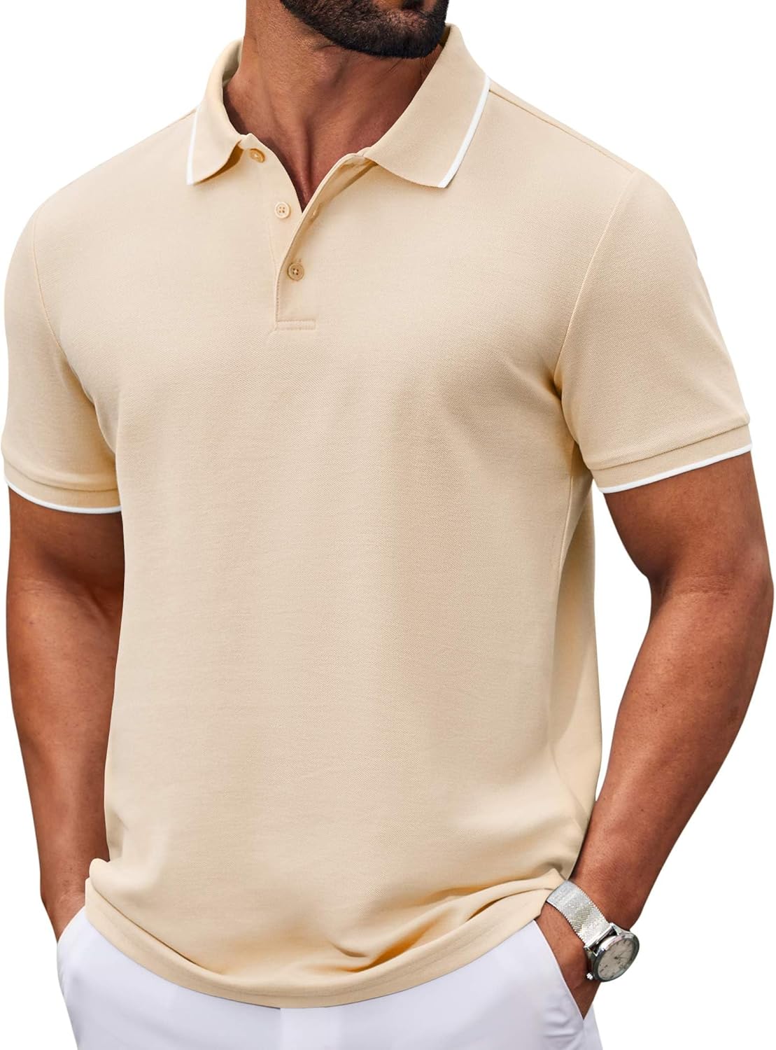 COOFANDY Men's Polo Shirts Classic Short Sleeve Polo T Shirts Cotton Pique Casual Summer Fashion Golf Shirt