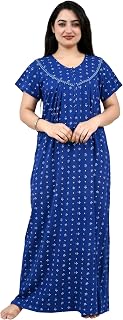 MIAVII CREATION Women Hosiery Comfortable Printed Night Dress/Nighties/Maxi/Sleepwear Blue, Free Size Price In India