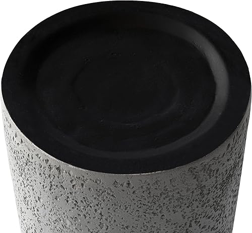 Miniatura 7 de 24'' Tall Round Gray Pedestal Side Table, Modern Hourglass End Table with Stone Texture, Minimalist Faux Concrete Accent Table for Living Room,