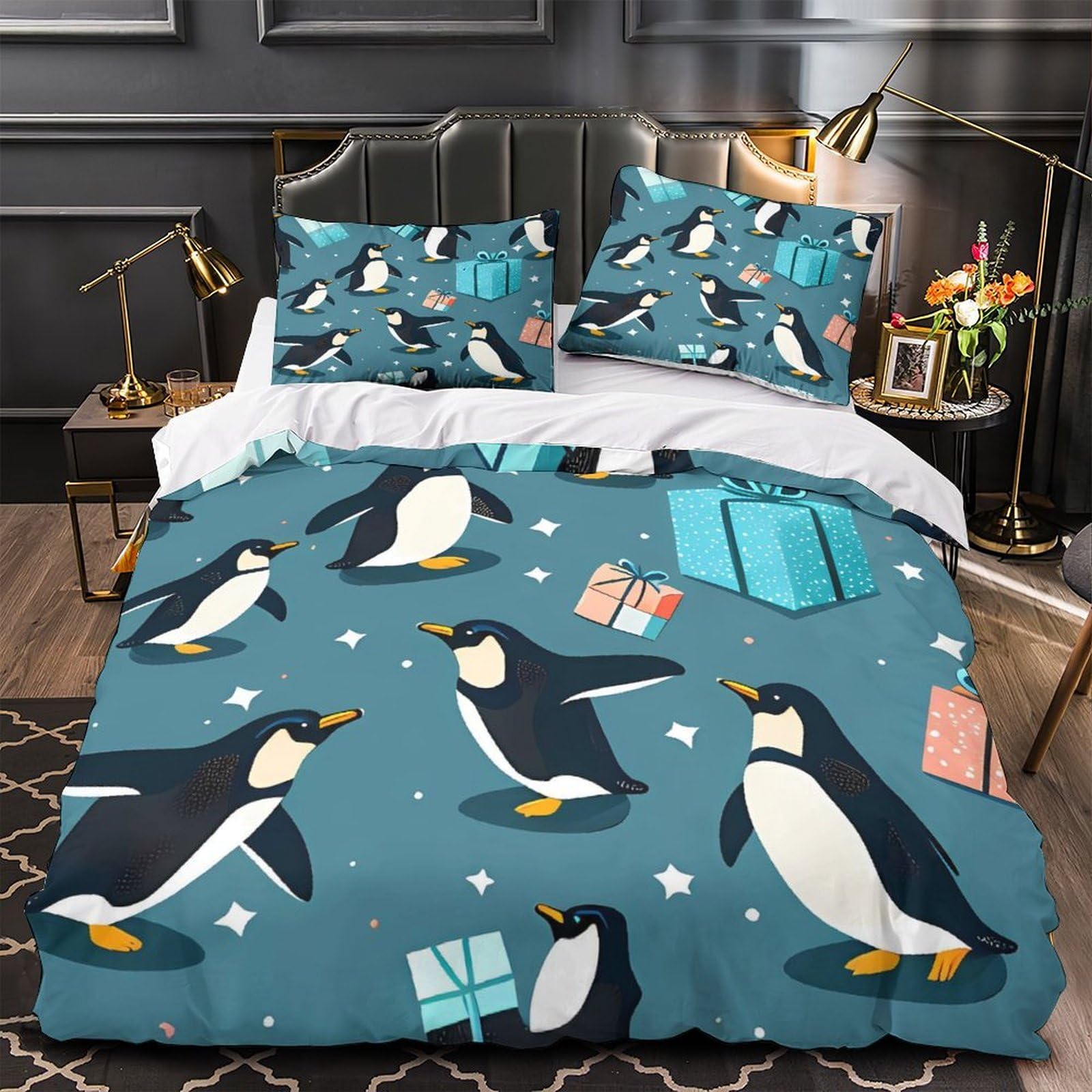 Housse de couette paon hypoallergénique en microfibre ultra douce et résistante