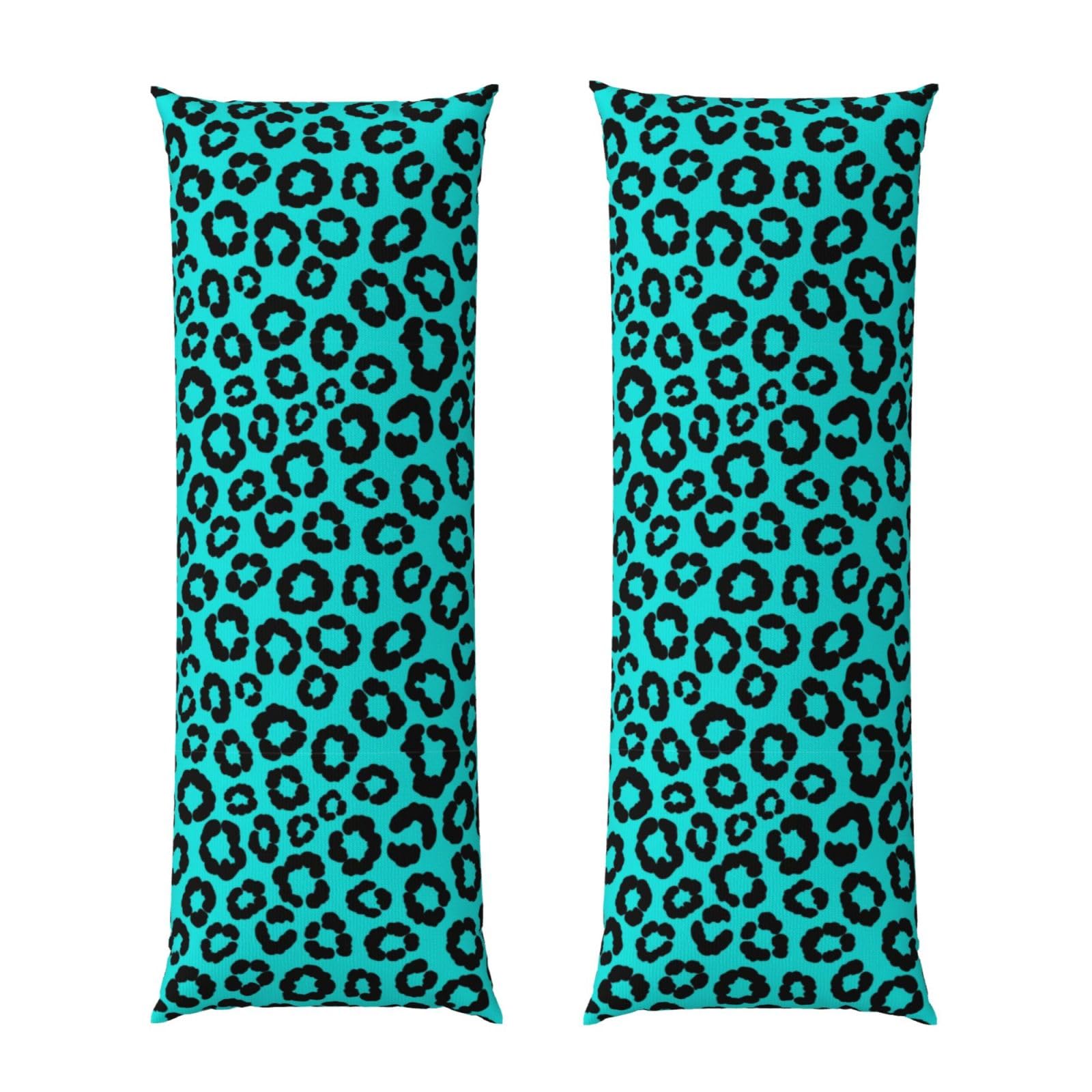 Body Pillow Case 20x54, Cheetah Blue and Black Leopard Print, Zippered Soft Pillow Cover, Plush Flannel Fabric, Comfortable Cushion Protector for Bedroom Living Room Couch