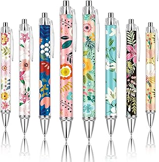 Ireer 8 Pcs Ballpoint Pens for Women 1.00 mm Cute Black Ink Fancy Pens F...