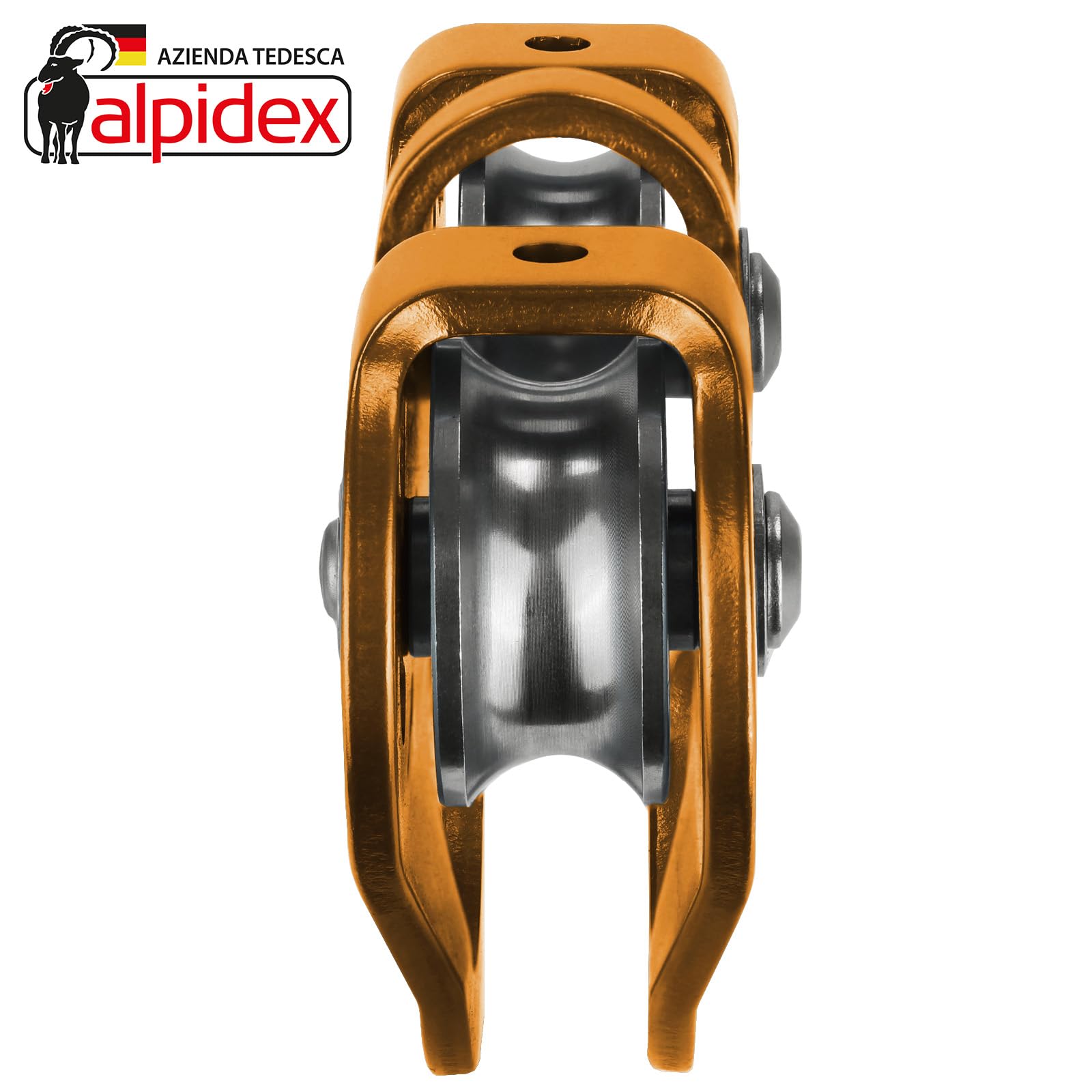 ALPIDEX Carrucola Tandem Pulley - Adatta a Corde di Tessuto con Un Fino a 13 mm e a Corde di Acciaio con Un Diametro Fino a 12 mm