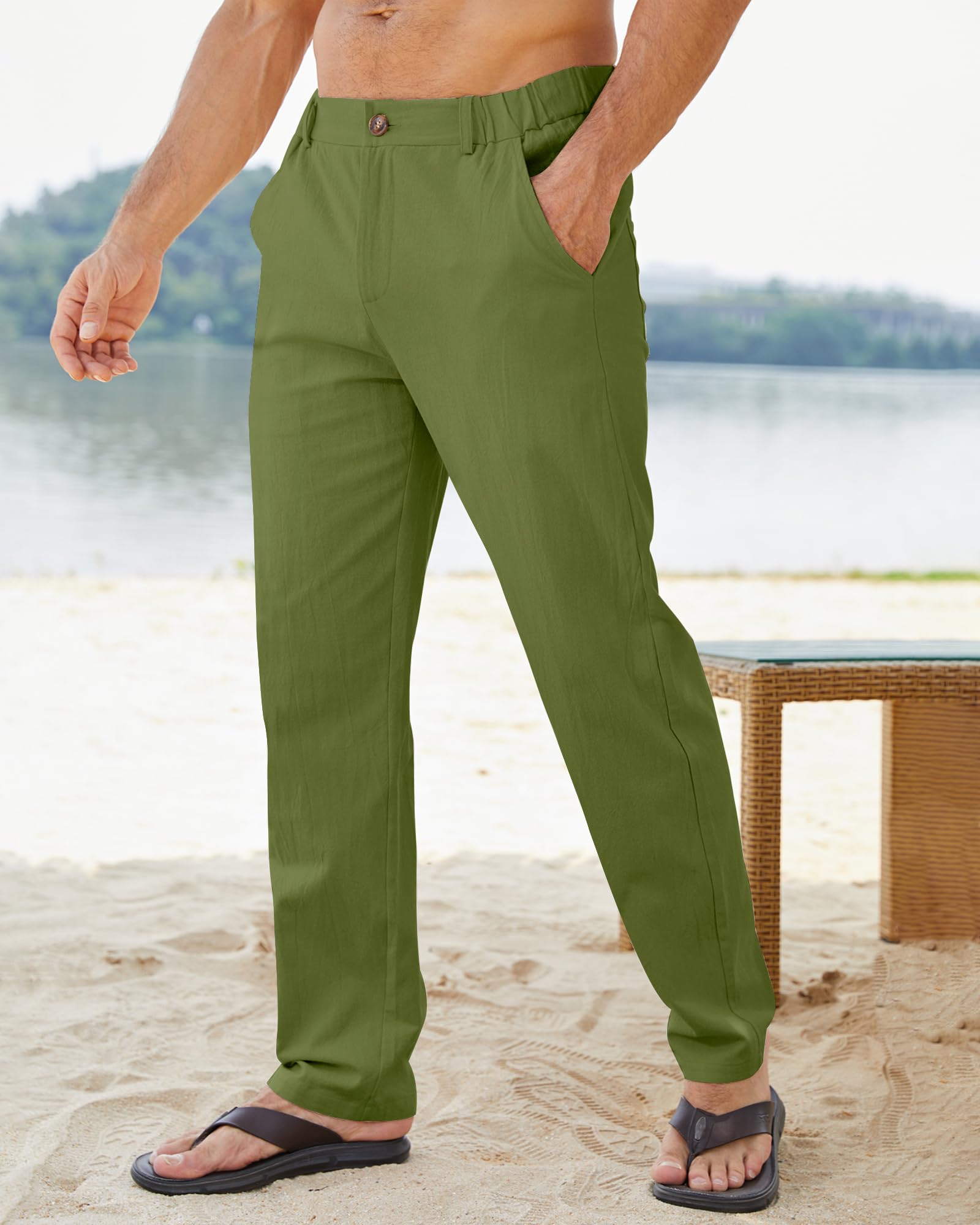 YAOHUOLE Pantalon Lin Homme Pantalon en Lin Homme Grande Taille Men Casual Yoga Pants