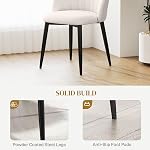 HOMCOM Chaises à manger Ensemble de 4, Chaises de cuisine rembourrées modernes avec jambes en métal, dossier Shell et siège rembourré, chaises latérales pour salle à manger, chambre, salon, blanc crème