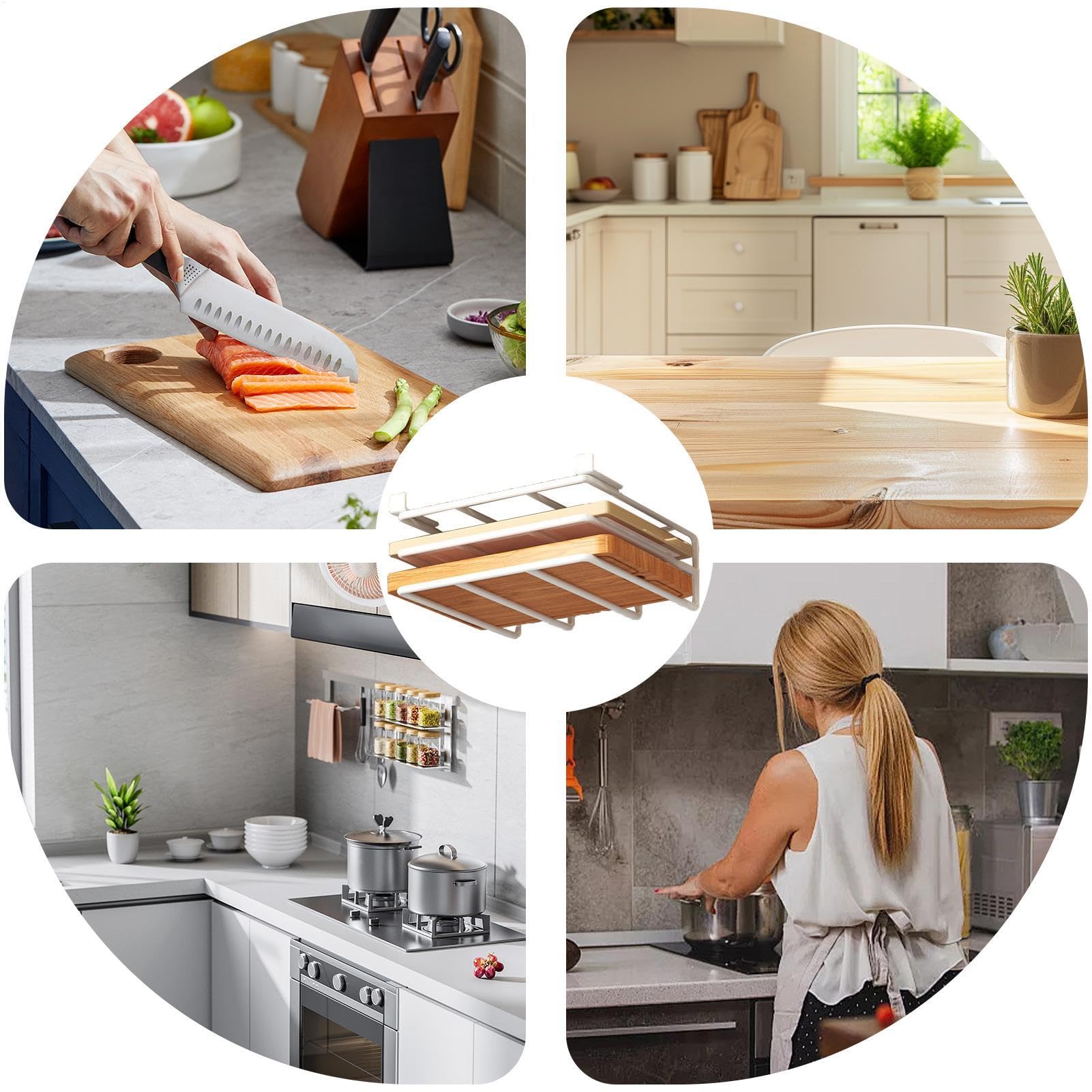 Mensola sotto l'armadio | Appendibile sotto l'armadio Pan coperchio Stand - Tagliere salvaspazio per cucina dispensa