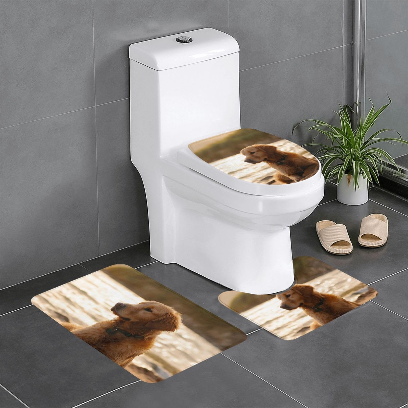 Tapis de bain pour abattant de toilettes et contour en U Retriever, lot antidérapant de 3