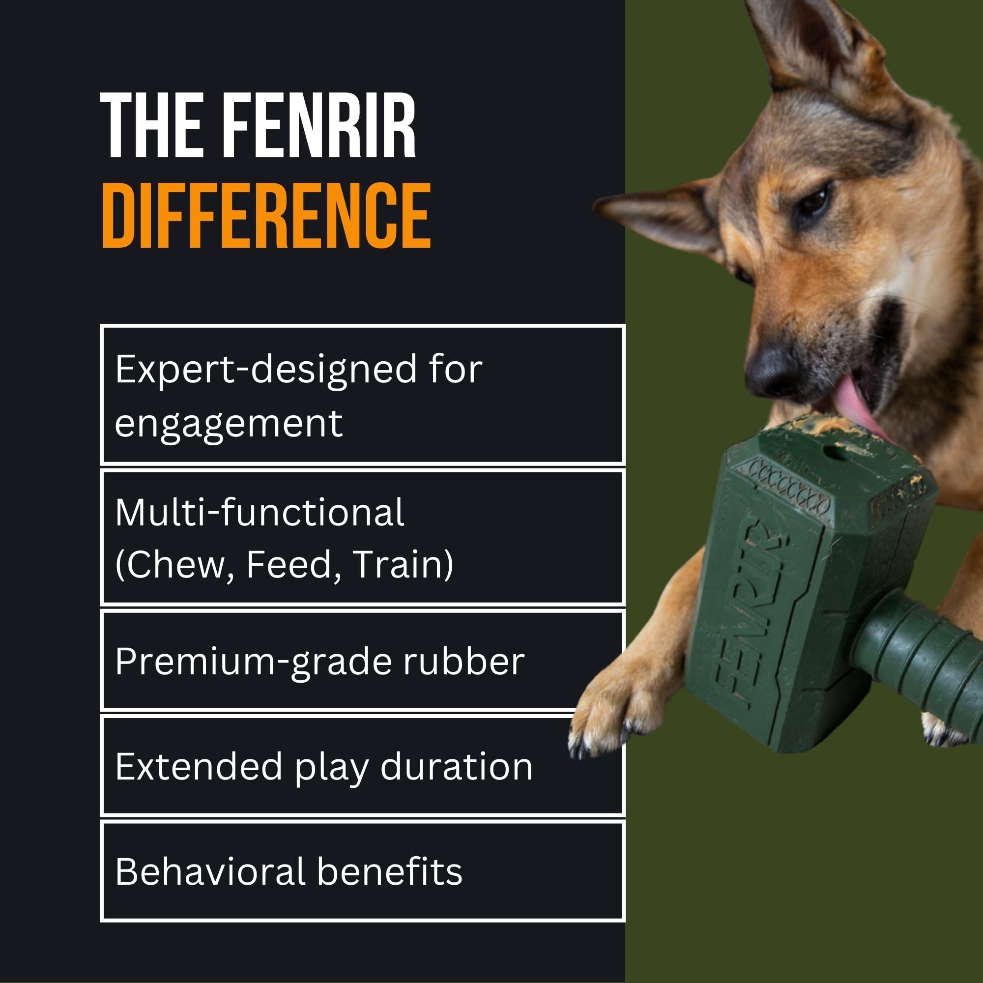 Fenrir Hammer - Juguete masticable para Perros, Juguete de enriquecimiento rellenable de Goma Fuerte para masticadores (Rojo, Grande)