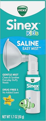 Miniatura 12 de Vicks Sinex Kids Saline Easy Mist, solución salina libre de drogas, a partir de 1 mes, limpia y calma suavemente la nariz tapada diaria, seguro para