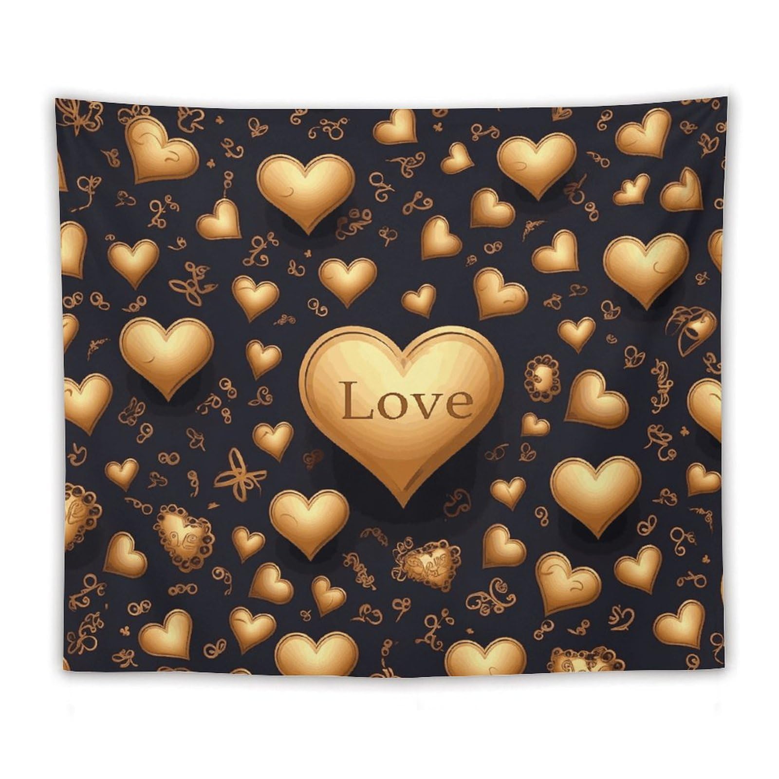 Tapiz de pared FCTVSKLN de corazón dorado, arte impreso de amor para un hogar acogedor 8