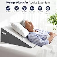 Vista 7 de Almohada de cuña de cama para dormir, leer y descansar, almohada de espuma viscoelástica de enfriamiento de 10 pulgadas para adultos mayores, ideal