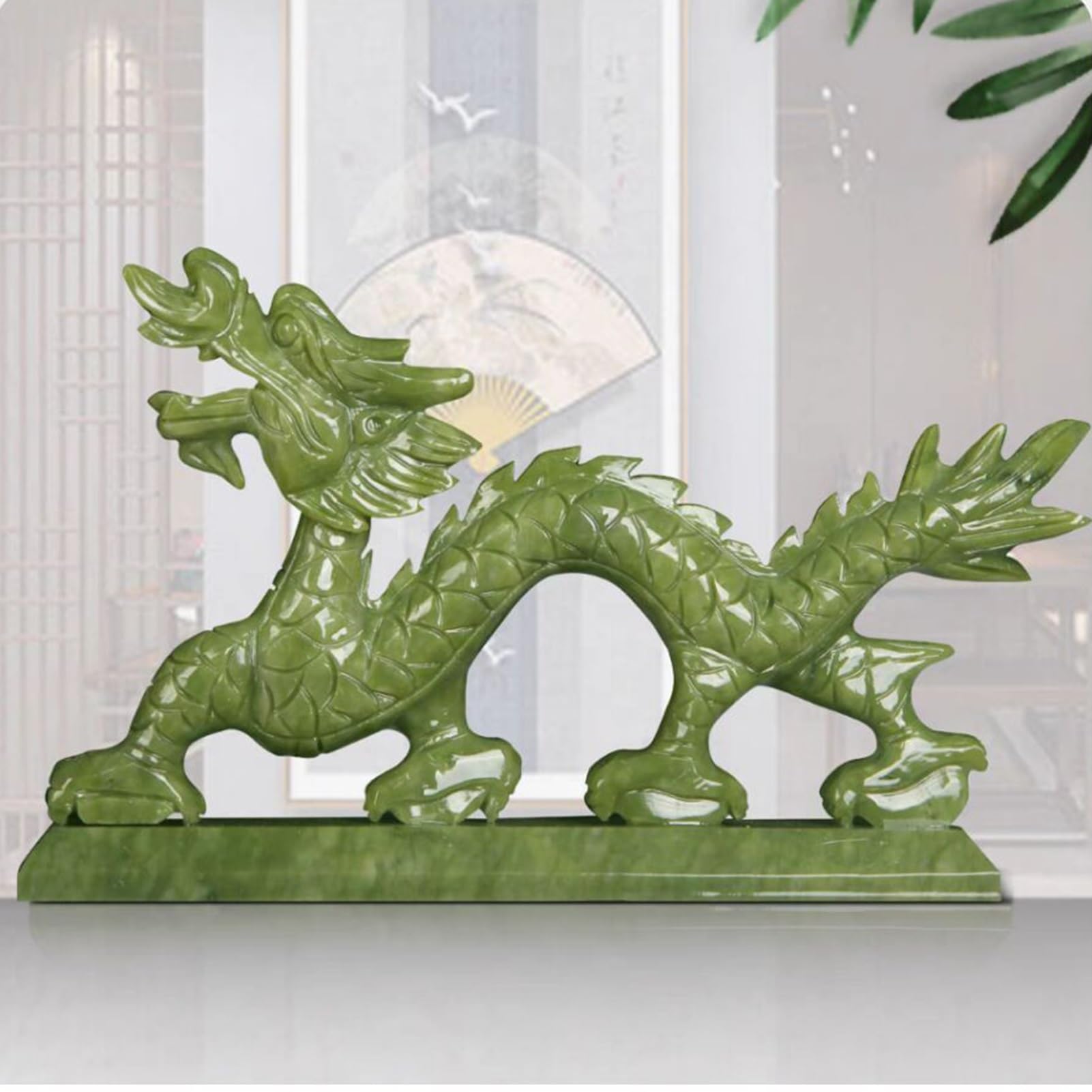 Decoración de Escritorio Estatua artística - Escultura, Estatuas de dragón para decoración del hogar Feng Shui Chino Jade Natural, Figuras y esculturas de dragón y objet