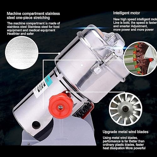 Miniatura 7 de Trituradora de granos 28.22 oz Molinillo de grano eléctrico de acero inoxidable Molino de grano Máquina familiar Cereales comerciales Molino de