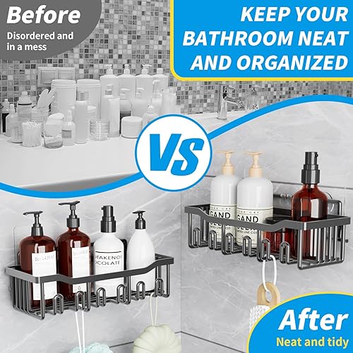 Miniatura 5 de Lydia's Deal Organizador de ducha de 5 piezas, estantes de baño, organizador de ducha para almacenamiento de baño, estante de ducha inoxidable sin