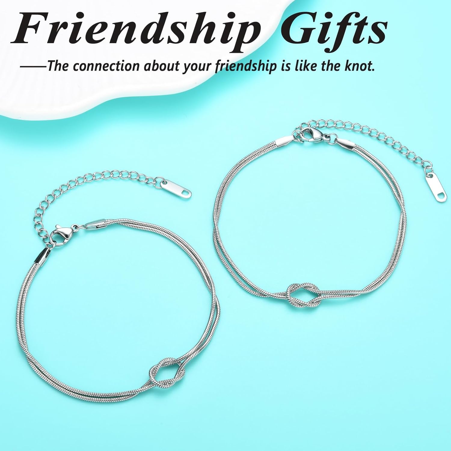 Gifts for Women Best Friend Bracelets for 2 Friendship Knot Bff Long Distance Christmas, Valentine, Birthday Gifts for Bestie - Image 2