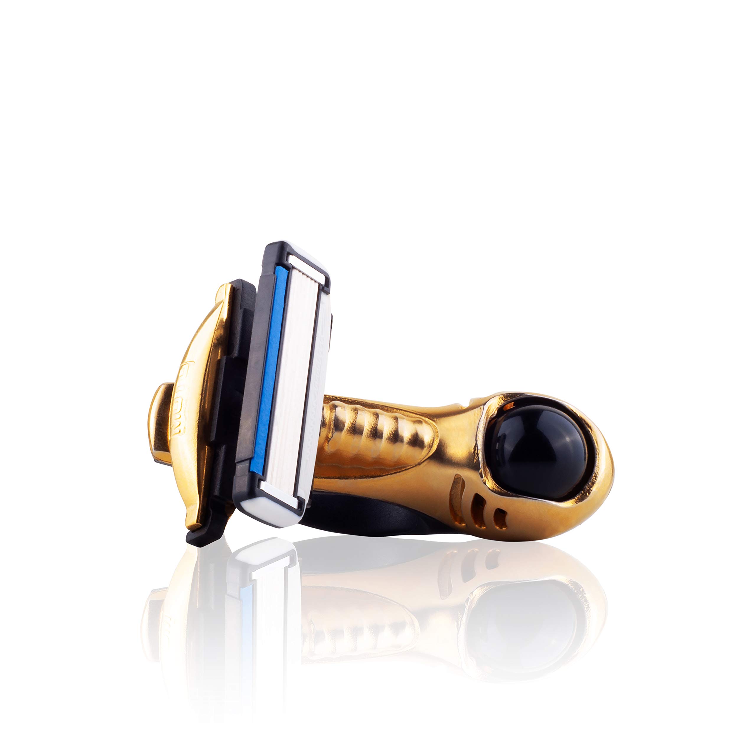 HeadBlade S4 Moto Goldfinger - Maquinilla de afeitar para hombre, edición limitada, revolucionaria suspensión activa dual