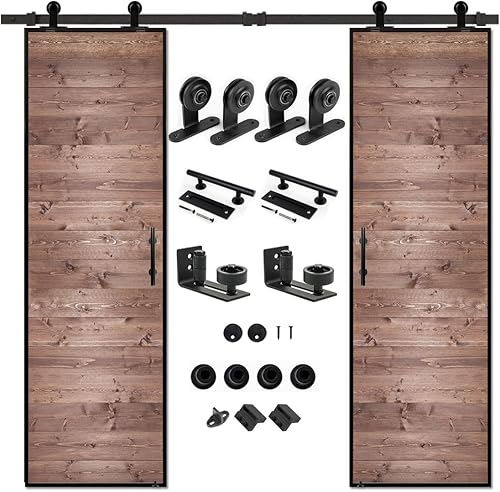 Vista 42 de S&Z tophand® Puerta de granero marrón de 20 pulgadas x 84 pulgadas con kit de herramientas corredizas de 5 pies, marco de acero inoxidable de 20 a
