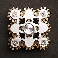 Vista 2 de Fidget Spinner, juguete de figura de 9 engranajes, metal liso, latón, acero inoxidable con rodamiento estable, mecánica duradera, romántico, juguete