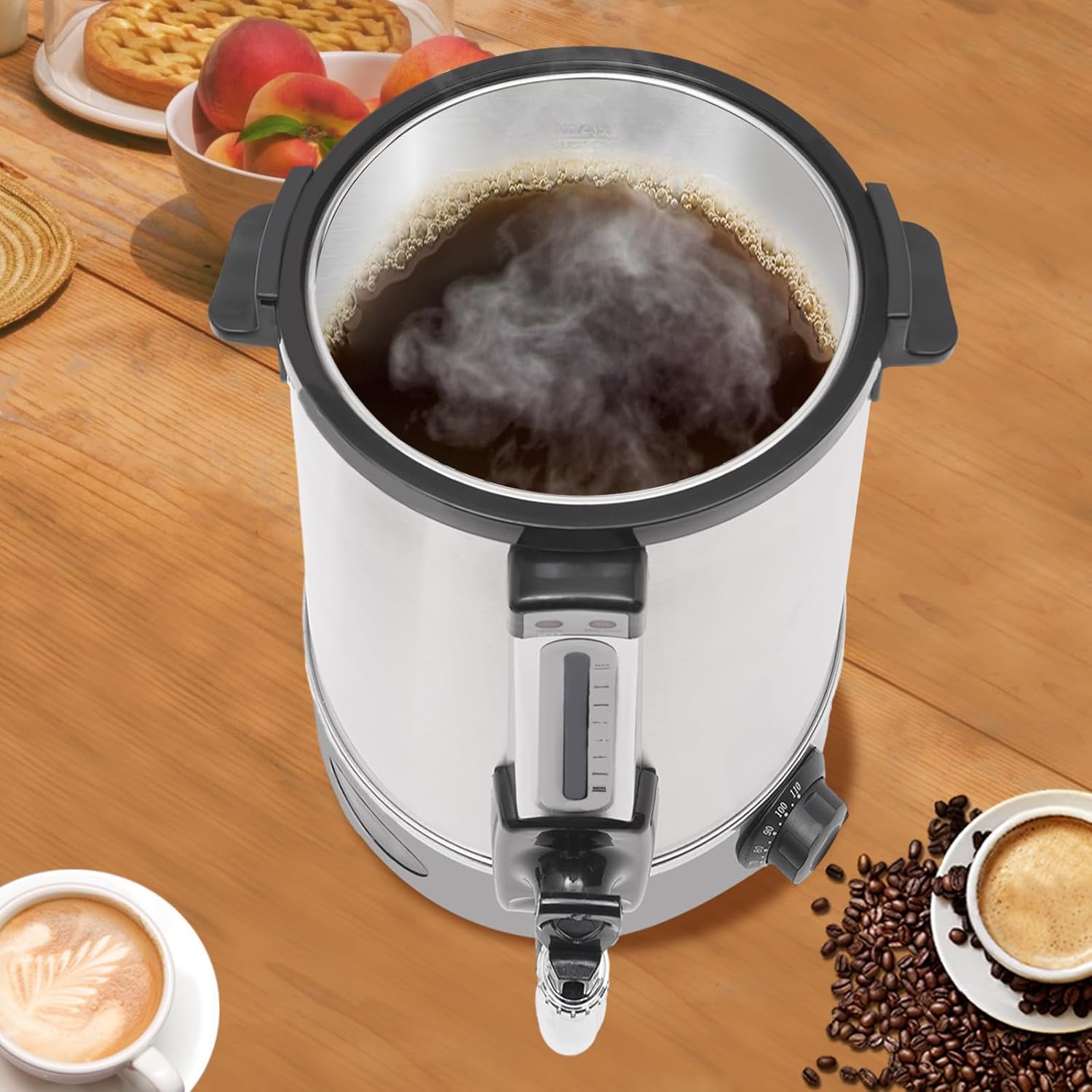 Electric Hot Water Boiler Urn, 16L Commercial Coffee Urn 90 Cup of Coffee, Intelligent Constant Temperature&Strong Insulation, Stainless Steel Hot Beverage Dispenser for Events, Offices, Parties