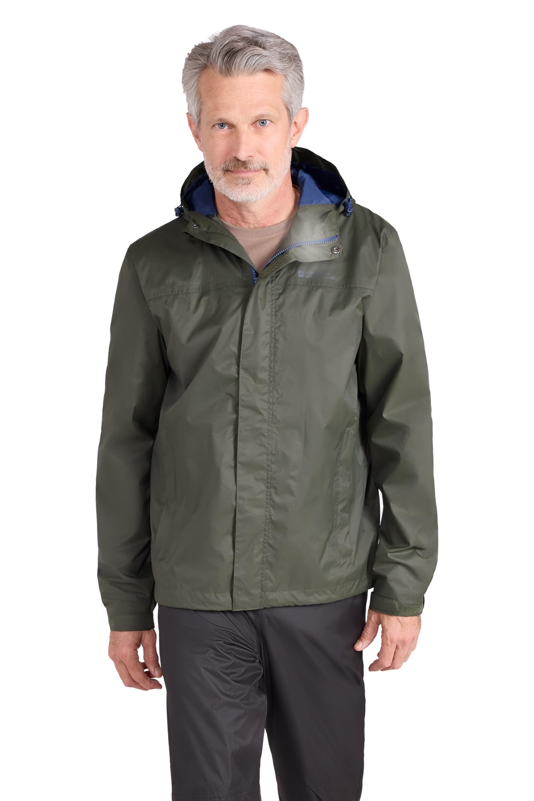 Mountain Warehouse Torrent Mens Waterproof Rain Jacket - Waterproof & Lightweight Raincoat with Taped Seams, Zipped Pockets - Spring Summer Travelling & Outdoors Dark Green 3XL