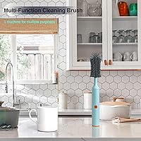 Vista 2 de Cepillo de limpieza eléctrico con juego de limpiador de botellas eléctrico y cepillo para pajilla, adecuado para cepillo de cocina y cepillo de Azul