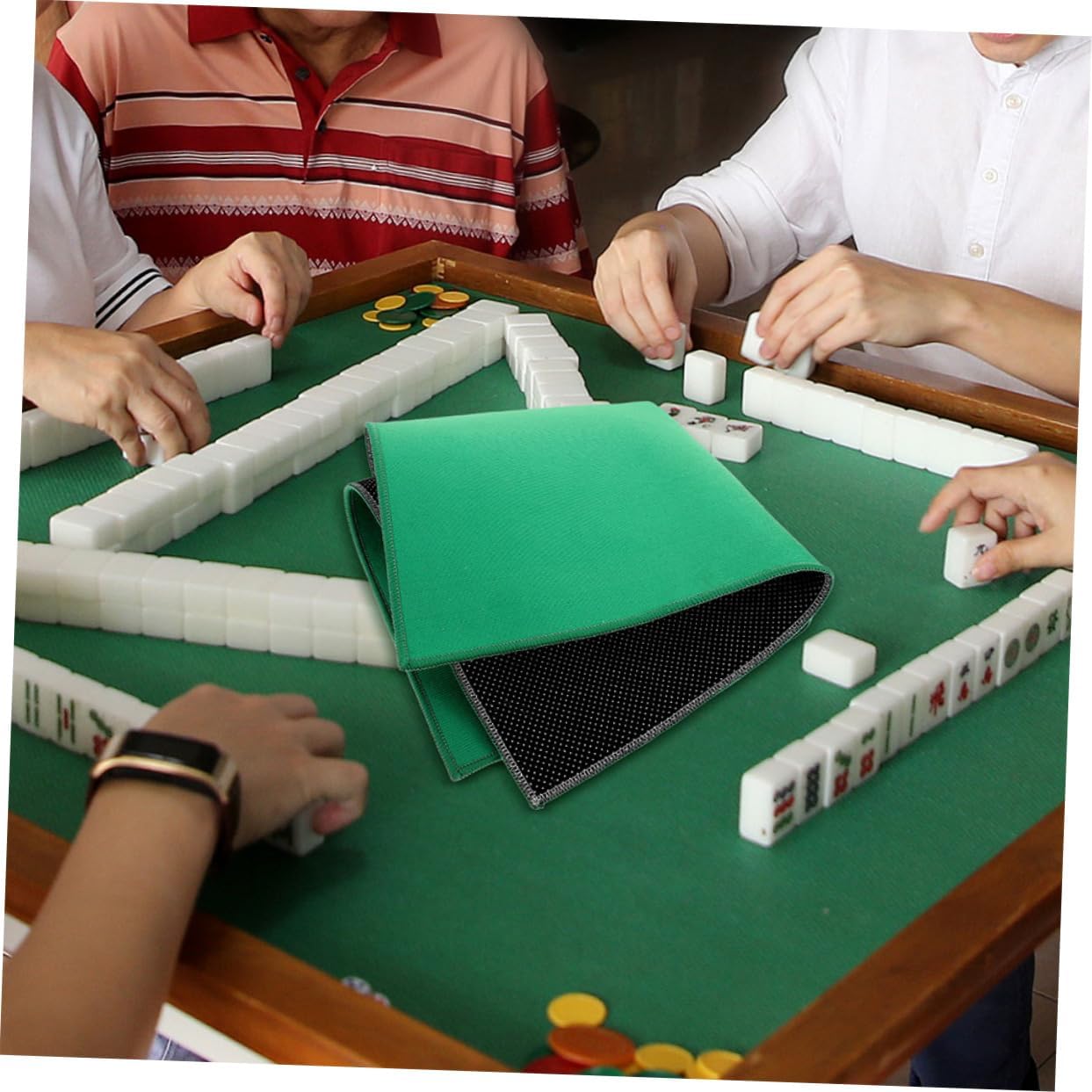 2Pcs Mahjong Mat Thick Noise Reduction Nonskid Square Table Cover for Poker Card and Board Games Mat for Enhanced Gameplay and Stability Square Tables