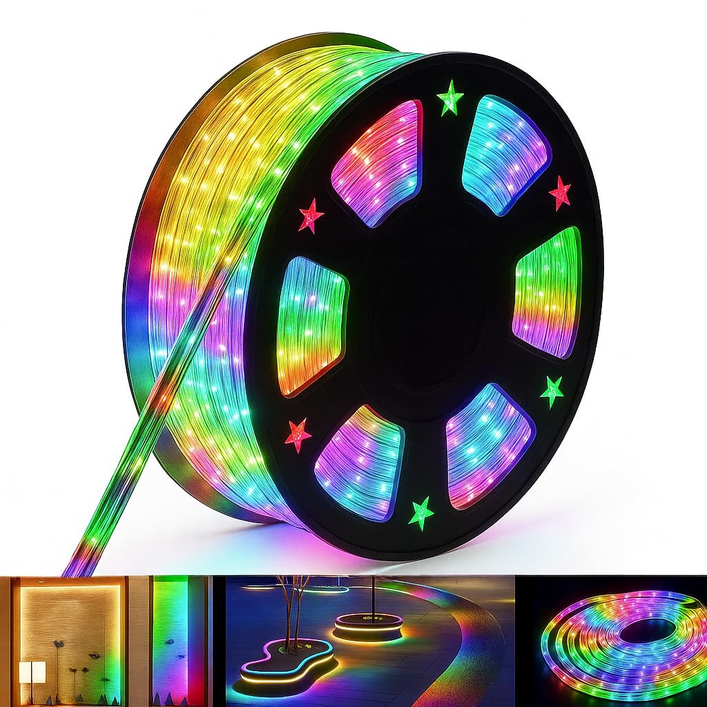 Gesto 50 Meter Rope Led Strip Lights – High Brightness Outdoor Lights Waterproof for Balcony,Home Decor,False Ceiling | RGB Strip Light for Diwali Decoration with Mode Change Controller (Multicolor)-image-24