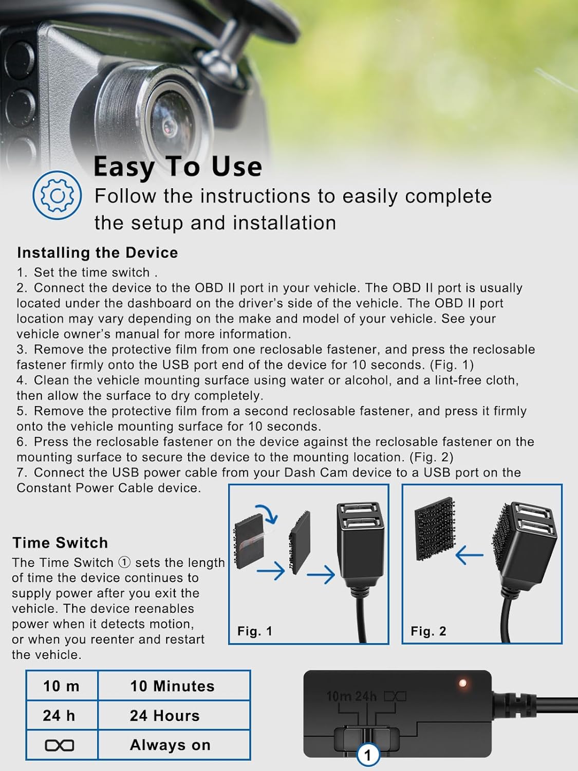 Replacement for 010-12530-23 OBD-II Constant Power Cable Compatible with Garmin Dash Cam 46, 47, 56, 57, 66W, 67W, Live, Mini, Mini 2, Mini 3, Tandem, X110, X210, X310