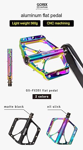 Miniatura 2 de GORIX Pedales planos de bicicleta CNC ancho ligero con pin antideslizante Spike Road Mountain MTB bicicleta (GX-FX351)