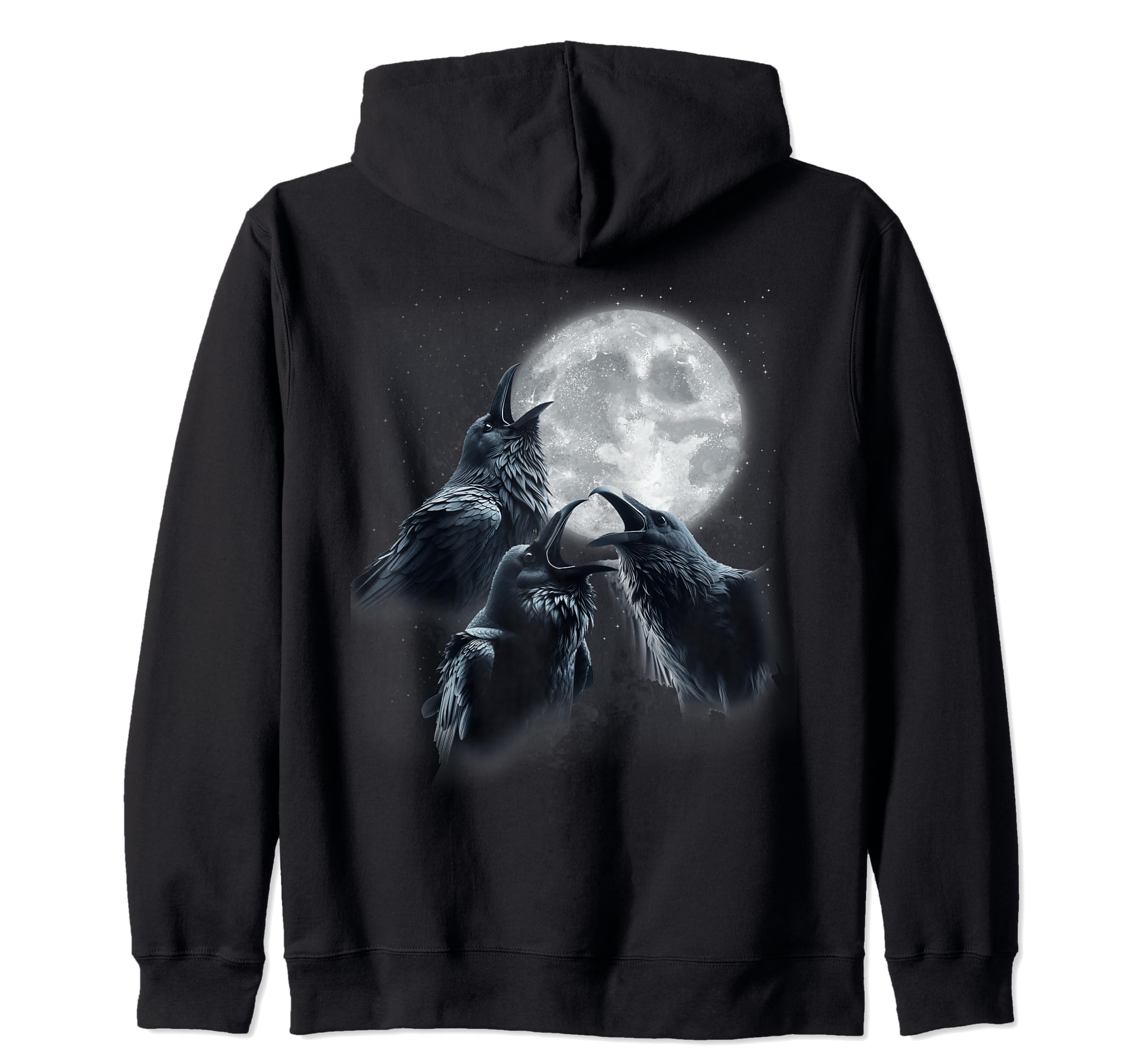 3 Black Raven Howling At The Moon Funny Crow Raven Bird Kids Zip Hoodie