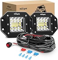 Vista 12 de Nilight Cápsulas de luz LED de montaje empotrado, 2 unidades de 42 W, color blanco ámbar, 3 modos de iluminación, luces antiniebla, haz combinado