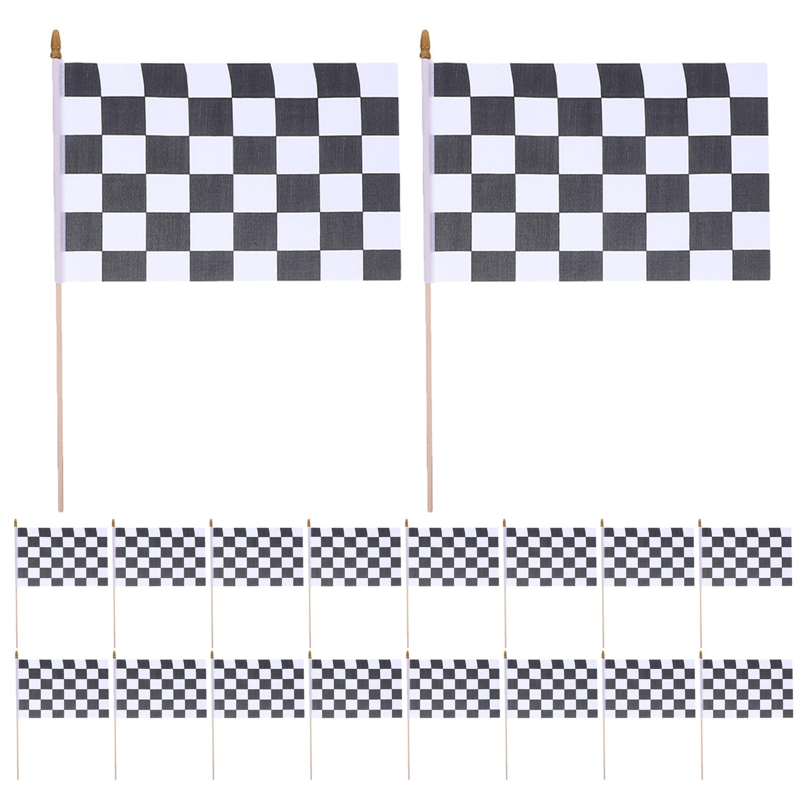 Drapeaux de course noir et blanc 21 x 14 cm accessoire fête automobile