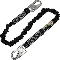 AFP 6FT Single Leg Internal Shock Absorbing Safety Lanyard Dual Snap Hooks - OSHA ANSI Compliant Fall Protection