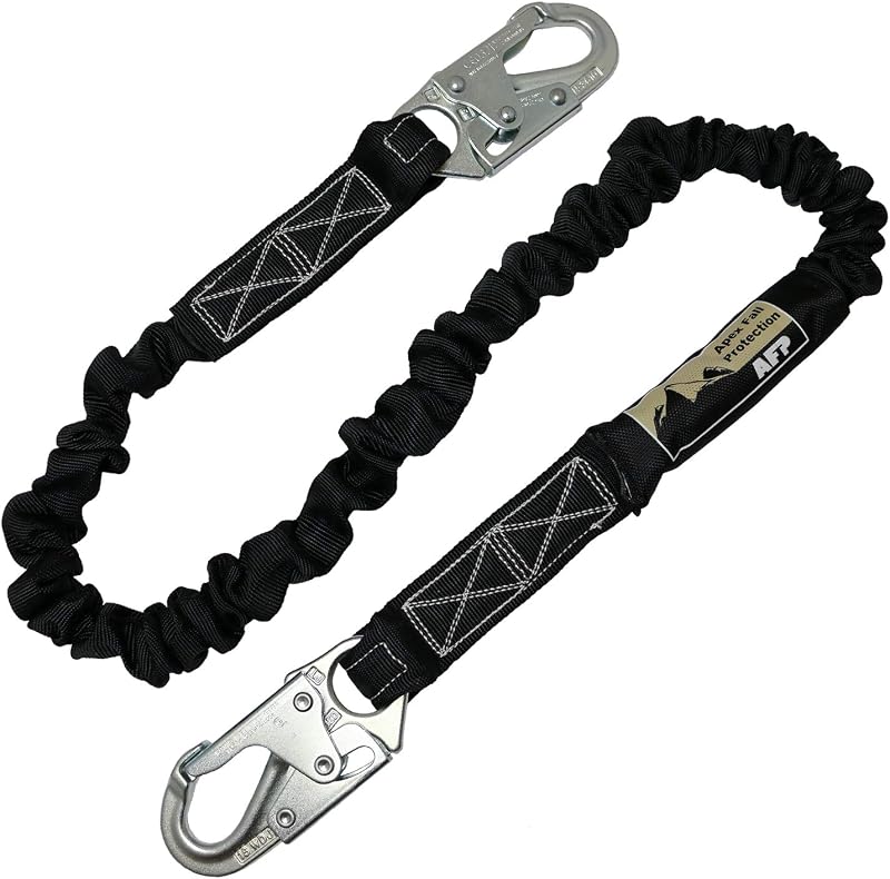 6 FT Single Leg Internal Shock Absorbing Safety Lanyard with Dual Snap Hooks