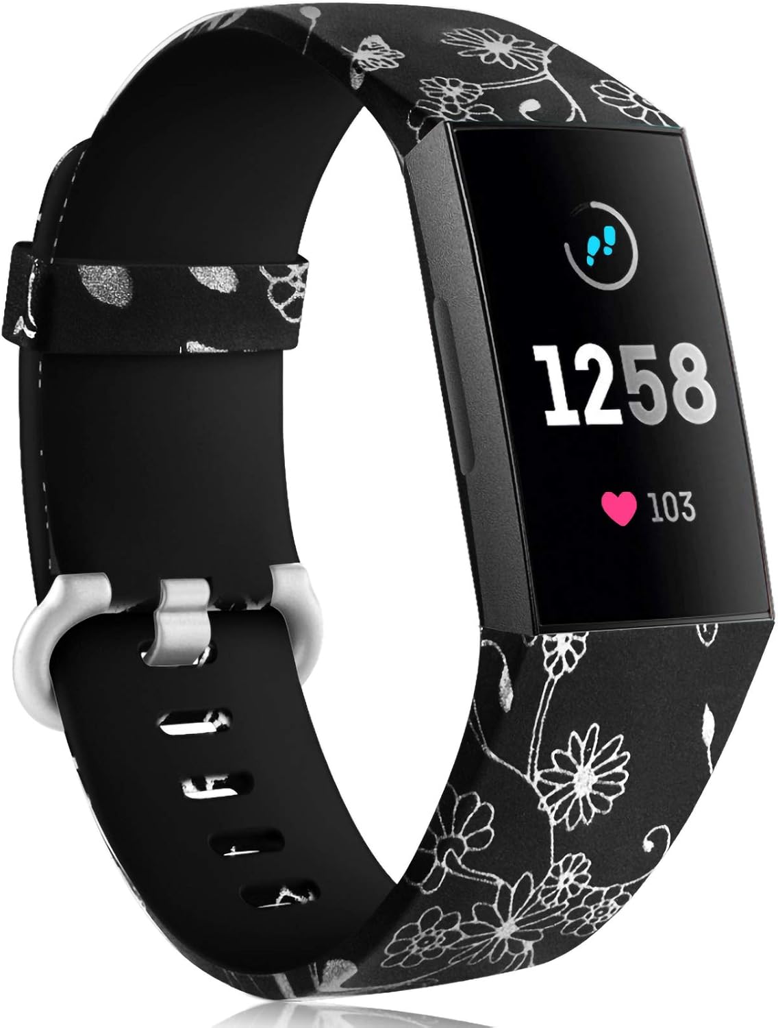 Maledan Compatible with Charge 3 Bands, Water Resistant Breathable Strap Wristbands Compatible with Charge 4/Charge 3/Charge 3 SE Fitness Activity Tracker, Flower Fairy, Small