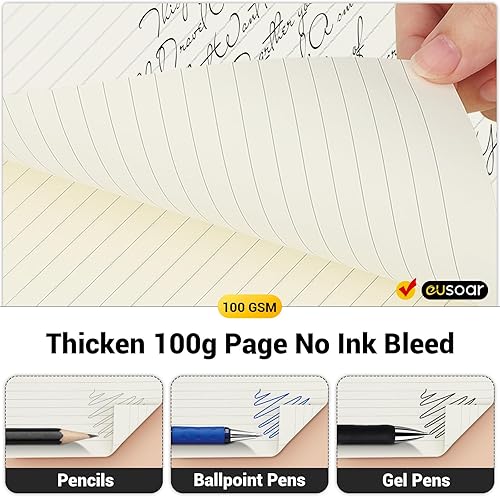 Miniatura 5 de EUSOAR Cuadernos para el trabajo, paquete de 3 cuadernos B5 de 7.3 x 10.2 pulgadas, tapa dura, rayados en espiral, 240 páginas (120 hojas), blocs de